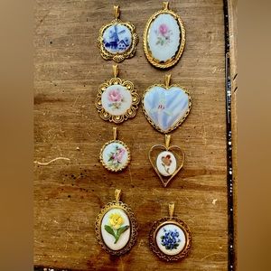 Eight porcelain Danberry mint pendants of the worlds greatest porcelain houses
